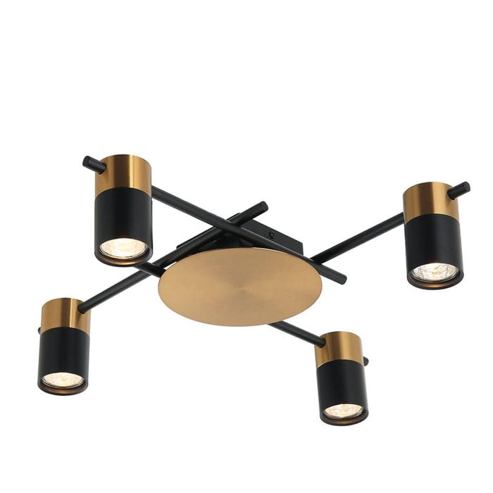 CLA Lighting Tache Interior Spot Ceiling Light (with Adjustable Black & Antique Brass 4 Heads) IP20