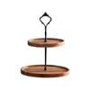 SOGA 15cm 2 Tier  Brown Round Wooden Acacia Board