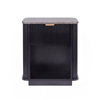 HOMFURN Black Bedside Table with 1 Drawer and Marble Look Top
