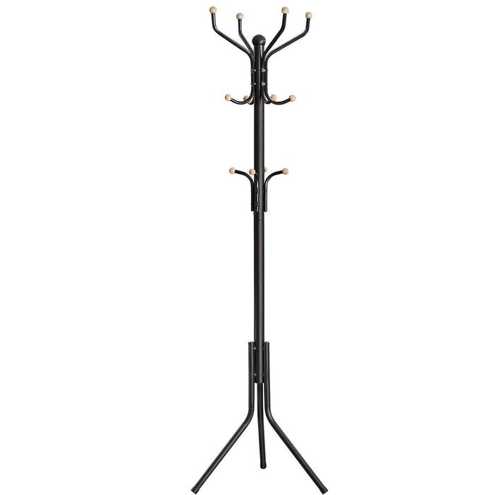 Metal Coat Rack Stand Hat Hanger, Black, 182cm