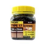 Macsim 10G x 25mm Black Type 17 Wafer Head Screws -  220 Pack 