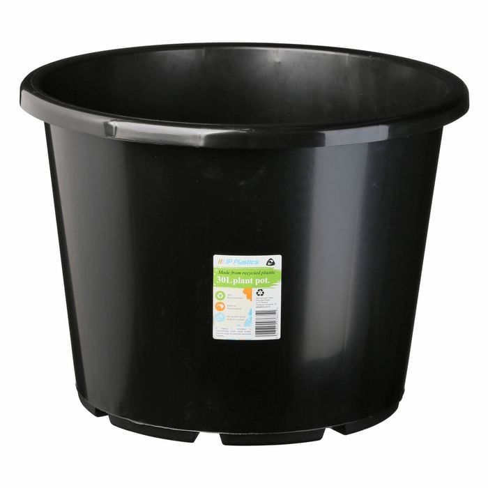 IP Plastics 30L 40cm Black Recycled Round Pot