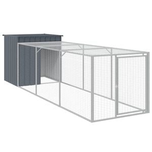 vidaXL Chicken Coop Chicken Cage with Run Hen House Anthracite Galvanised Steel 110x405x110 cm