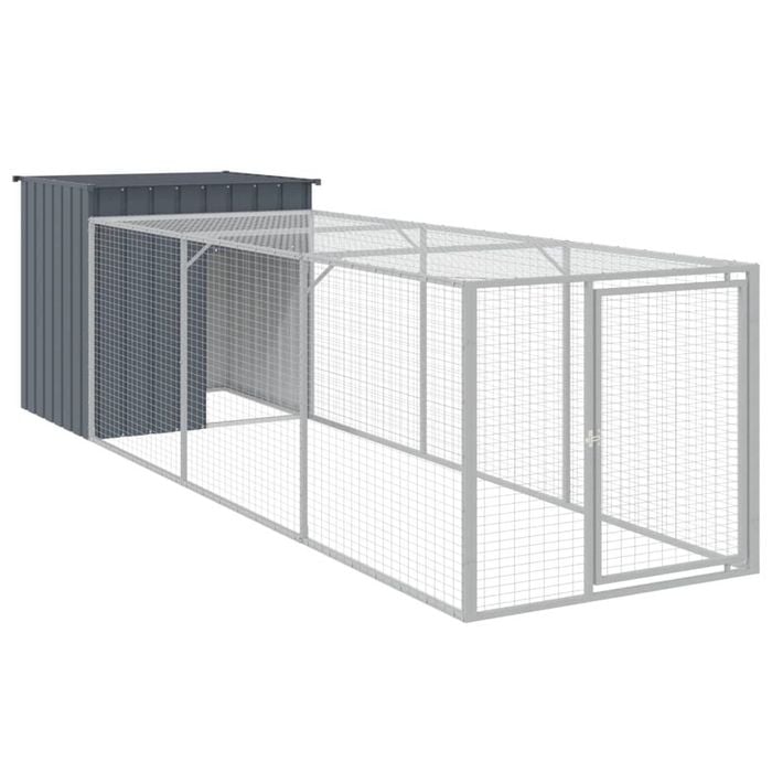 vidaXL Chicken Coop Chicken Cage with Run Hen House Anthracite Galvanised Steel 110x405x110 cm