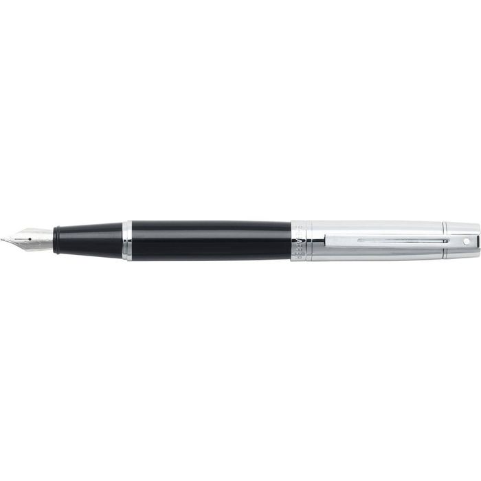 Sheaffer 300 Gloss Fountain Pen Stationery Medium Nib Black/chrome Trim Cap