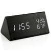 Catzon Wooden Alarm Clock With Temperature Humidity Display Adjustable Brightness