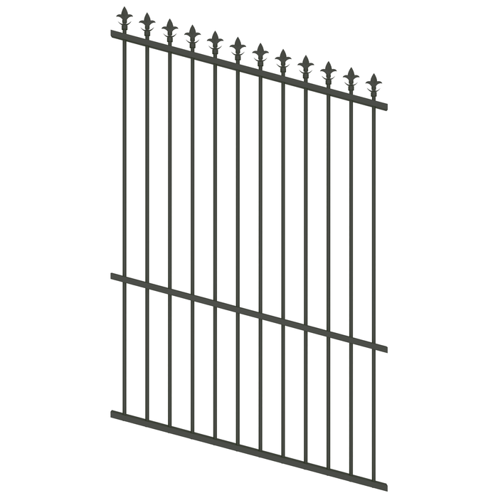 ProtectorAl 0350-1200W x 1800H Woodland Grey Spear Top Pool Fence Panel Raked Up to 15º