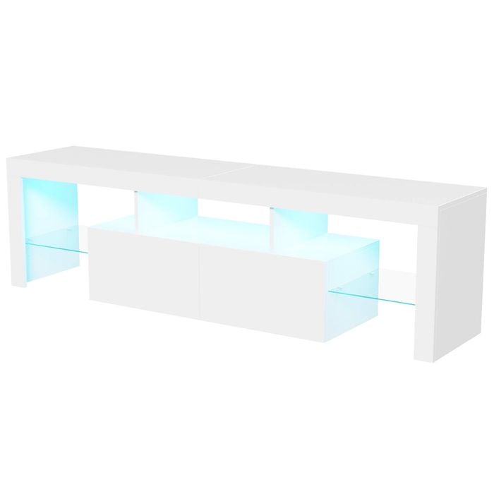 Advwin LED TV Unit Entertainment 160cm UV Gloss TV Cabinet Stand White