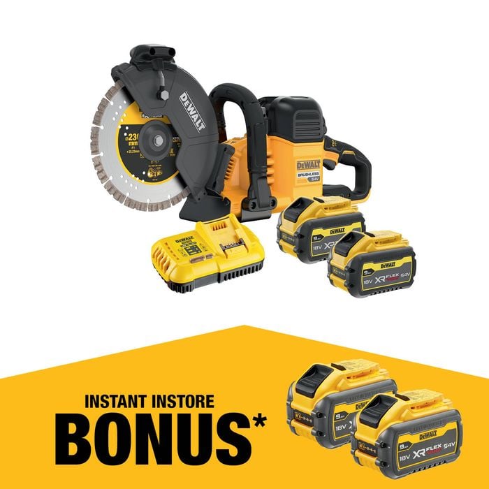 DeWALT 54V 9.0Ah 230mm XR FLEXVOLT Brushless Concrete Cut Off Saw Kit
