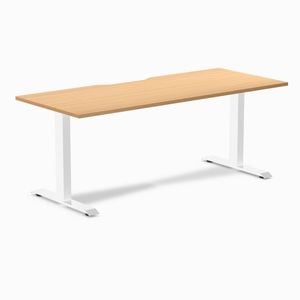 Desky Fixed Height Select Beach Scalloped Melamine Desk 180x75cm White Leg