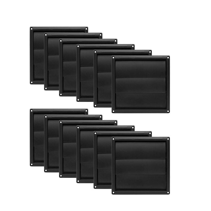 Deflecto 150mm Black Plastic Gravity Wall Vent - 12 Pack