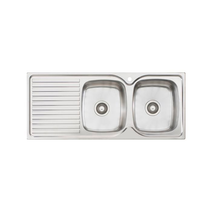 Oliveri Stainless Steel Regency Double RH Bowl Topmount Sink With Drainer
