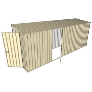 Build-A-Shed 1.2 x 5.2 x 2.0m Skillion Single Hinged Side Door Shed - Cream