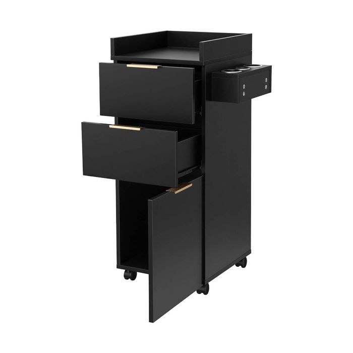 Artiss Salon Station Rolling Cart, Hair Styling Beauty Cabinet, Black
