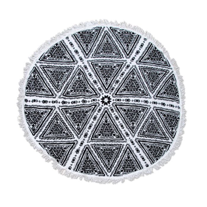 Zulu Triangle 100% Cotton Round Beach Towel 150cm Diameter + 5cm Fringe