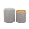 P&P Grey Chenille Storage Ottoman With Tray Modern Multipurpose Seat Stool