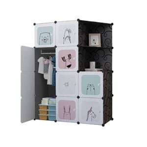 SOGA 10 Cubes Black Portable Wardrobe