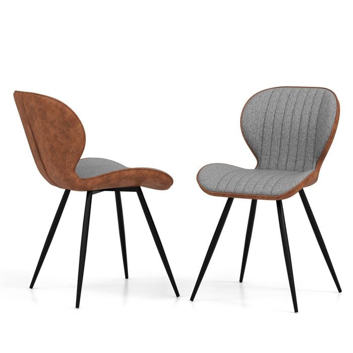 Costway Armless Dining Chair Set Of 2 Home Office Desk Chairs Grey