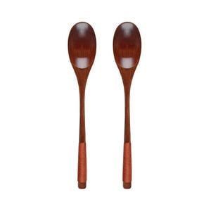 Anygleam Brown 2Pcs Wooden Spoons Set Kitchen Tableware