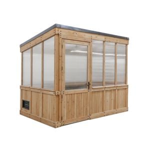 Backyard Discovery Willow 2.9m x 1.9m Cedar Wood and Polycarbonate Walk-In Outdoor Greenhouse Kit with PowerPort