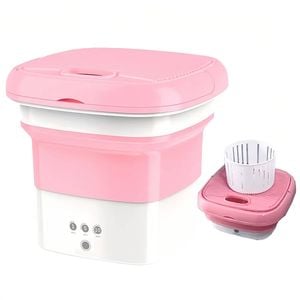 Catzon Portable Washing Machine 6.5L Foldable Mini Laundry with Drain-Pink
