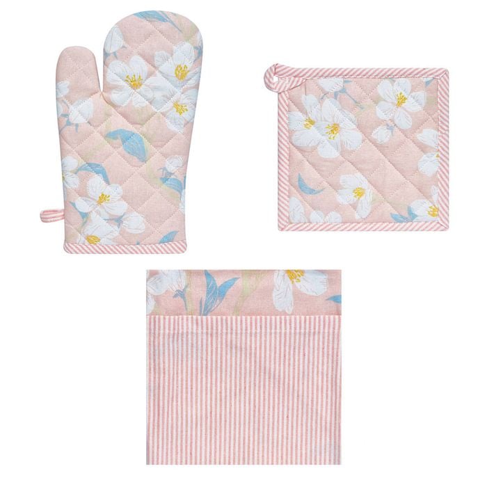 Bloomington Set of 3 Renee Cotton Cover Kitchen Textile Rose Pink
