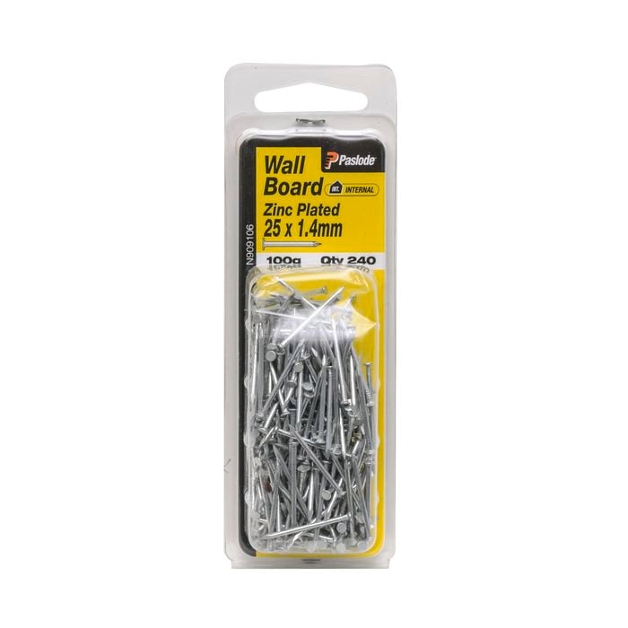 Paslode 25 x 1.4mm 100g Zinc Plated Wallboard Nails - 240 Pack