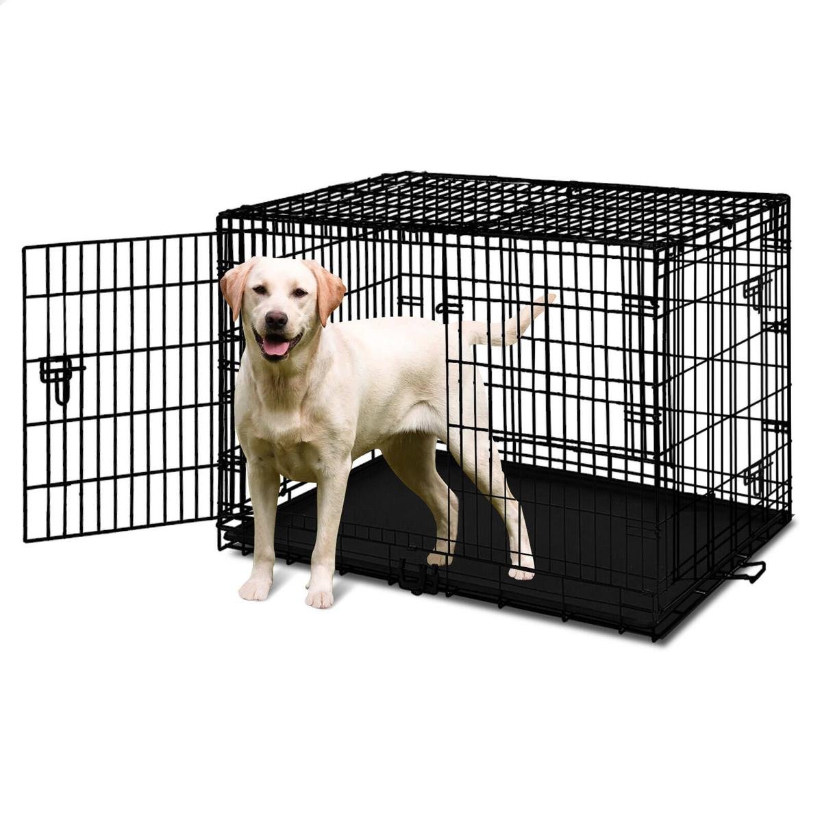 BEASTIE 42 Inch Dog Cage Foldable Metal Cat Puppy Pet Crate Bunnings Australia