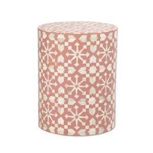 Belle Adina Plyboard Bone Inlay Side Table 35x45cm - Peach
