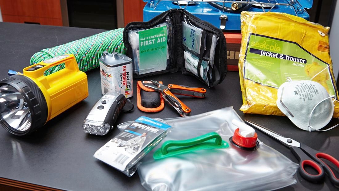 Tools and equipment needed to help you prepare your home for an earthquake.