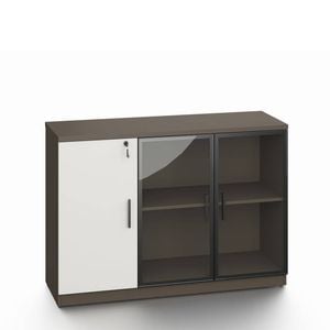 Esma Office Storage Cabinet with Lockable Door & Glass Display Unit