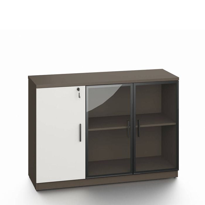 Esma Office Storage Cabinet with Lockable Door & Glass Display Unit