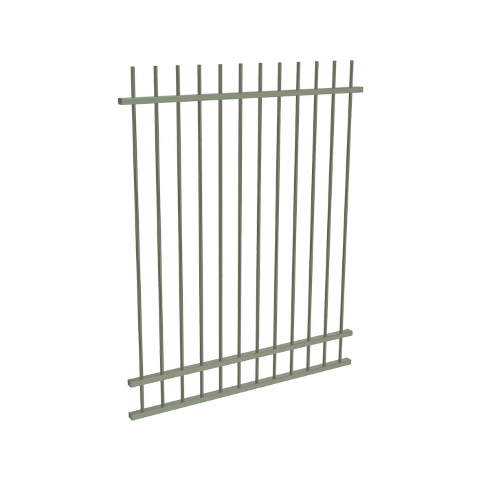 ProtectorAl 350 - 1200 x 1500mm Pale Eucalypt Aluminium Picket Top Pool Fence Panel With Mid Rail