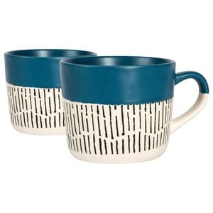 Nicola Spring Dipped Dash Stoneware Coffee Mugs - 450ml - Pack of 2