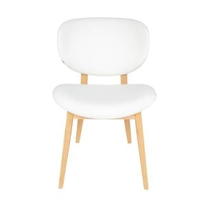 Sk Designer Living | Nobu Dining Chair | Natural Legs - White Pu Leather