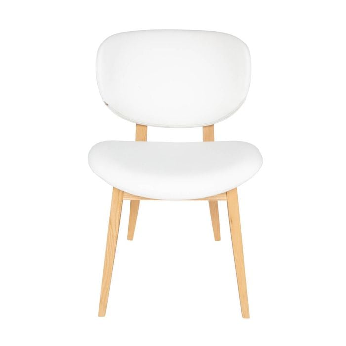 Sk Designer Living | Nobu Dining Chair | Natural Legs - White Pu Leather