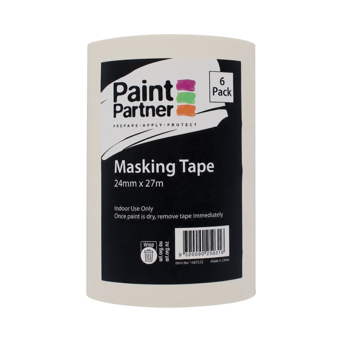 Paint Partner 24mm x 27m Thick Masking Tape - 6 Pack