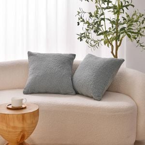Dreamaker Otis Teddy Fleece Cushion Covers - Set of 2 Fog 45x45cm