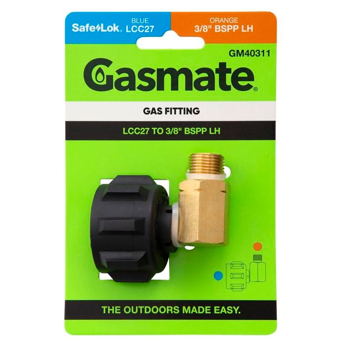 Gasmate Adaptor - 3/8" BSPP LH to LCC27