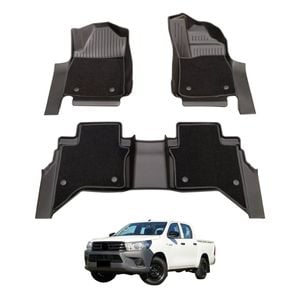 AUSGO Double-Layer Car Floor Mats for Toyota Hilux Auto Transmission Dual Cab 2015-2025 All-Weather Floor Liners
