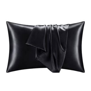 Catzon 2 Pcs 51 X 102cm Satin Pillowcases for Hair and Skin with Envelope Closure-Black(CK)