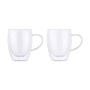 2pc Maxwell & Williams Blend Double Wall 350ml Glass Mug - Clear