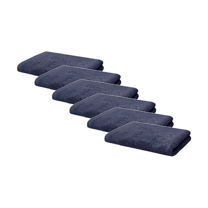 6PK Bambury Elvire 600gsm Soft Absorbent Cotton Face Washer 33x33cm Blue