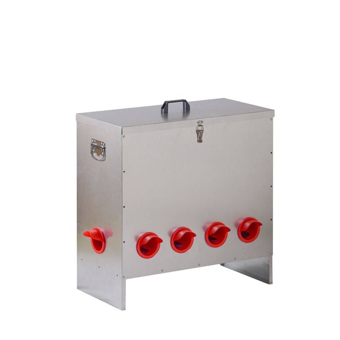 Yes4pets Xxl Galvanized Chicken Feeder 10 Ports Poultry Trough With Legs And Plastic Dividers