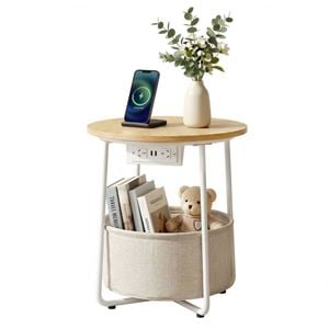 Artiss Round Coffee Table Charging Station