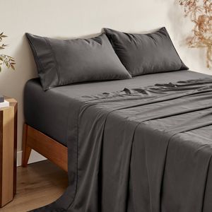 Serene 400TC Bamboo Cotton Sateen Sheet Set Charcoal - King Single Bed