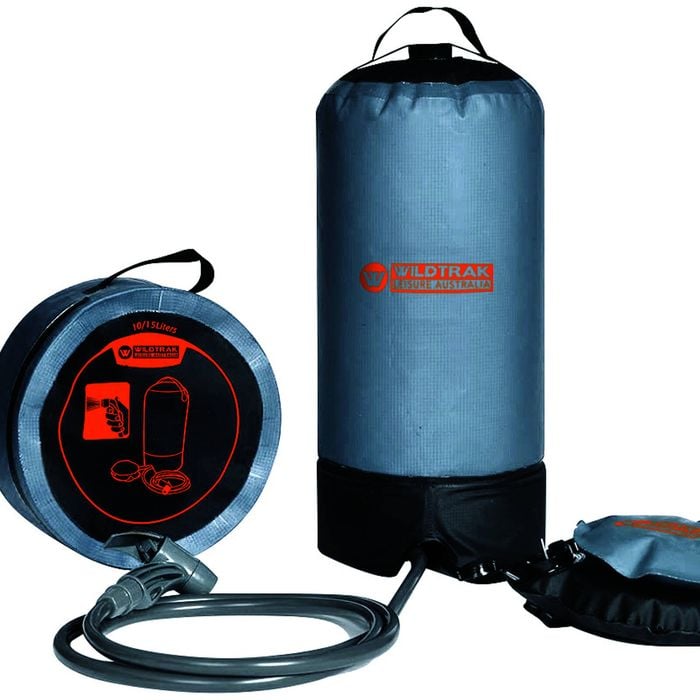 Wildtrak Heavy-duty 15l Portable Shower Bag W/ Foot Pump Outdoor Camping Grey