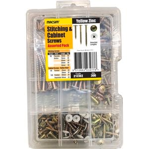 Macsim Assorted Stitching And Cabinet Screws - 300 Pack