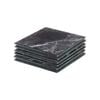 Harbour Housewares 6x Square Glass Coasters - 10cm Black Marble Tabletop Protection Mat Drink Coaster Decorative Dining Placemat