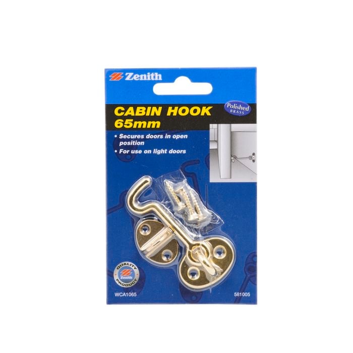 Zenith 65mm Polished Brass Cabin Hook